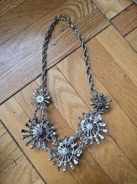 Vintage Banana Republic Starburst Rhinestone Station Necklace